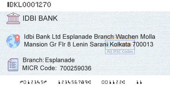 Idbi Bank EsplanadeBranch 
