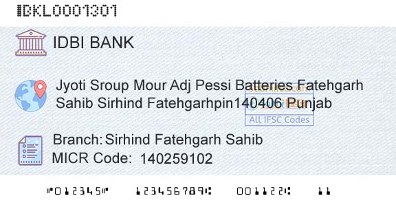 Idbi Bank Sirhind Fatehgarh SahibBranch 