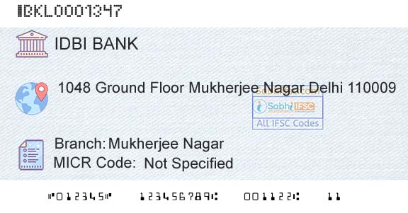 Idbi Bank Mukherjee NagarBranch 