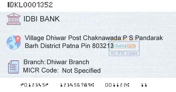 Idbi Bank Dhiwar BranchBranch 