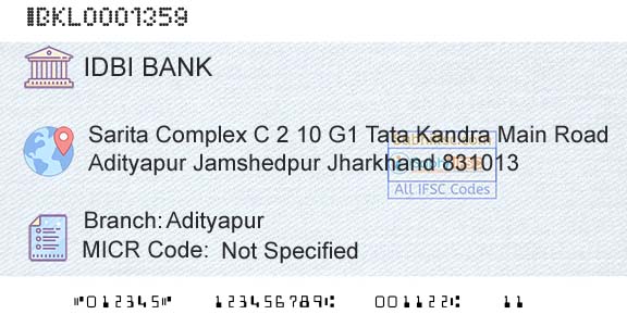 Idbi Bank AdityapurBranch 