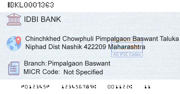 Idbi Bank Pimpalgaon BaswantBranch 