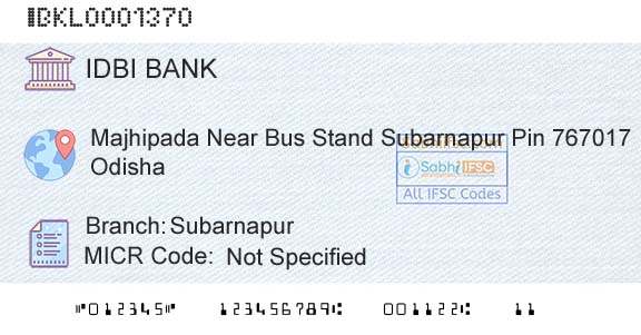 Idbi Bank SubarnapurBranch 