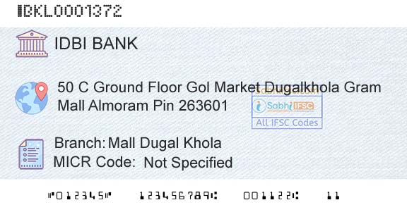 Idbi Bank Mall Dugal KholaBranch 