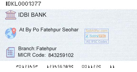 Idbi Bank FatehpurBranch 