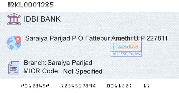 Idbi Bank Saraiya ParijadBranch 