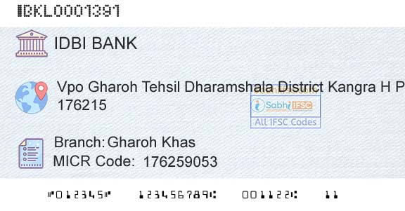 Idbi Bank Gharoh KhasBranch 