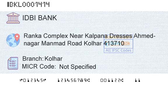 Idbi Bank KolharBranch 