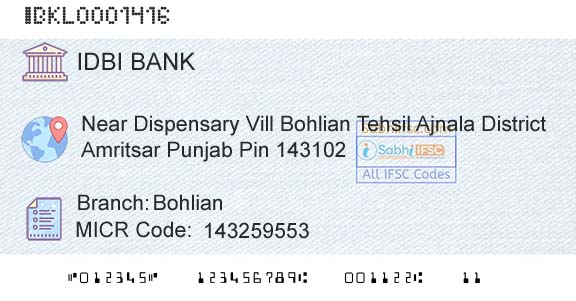 Idbi Bank BohlianBranch 