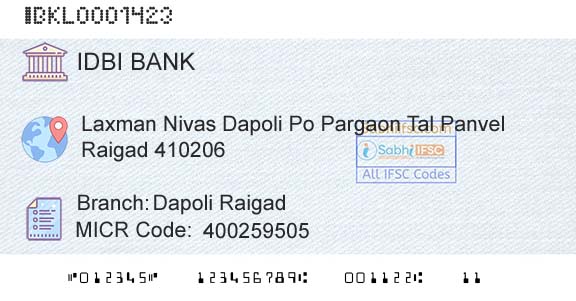 Idbi Bank Dapoli RaigadBranch 