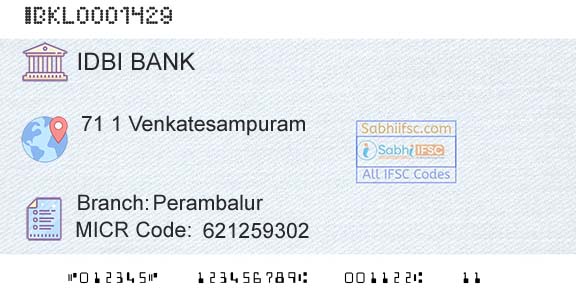 Idbi Bank PerambalurBranch 