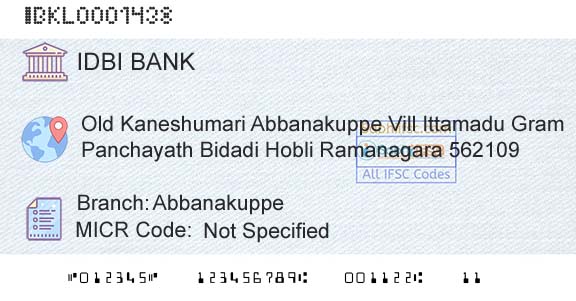 Idbi Bank AbbanakuppeBranch 