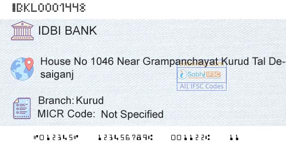 Idbi Bank KurudBranch 