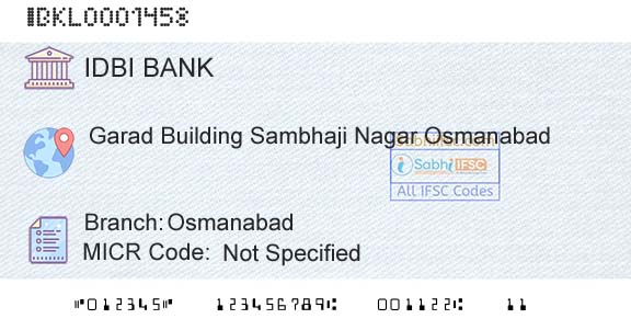 Idbi Bank OsmanabadBranch 