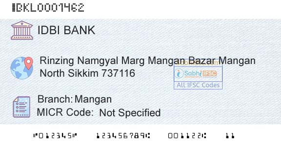 Idbi Bank ManganBranch 