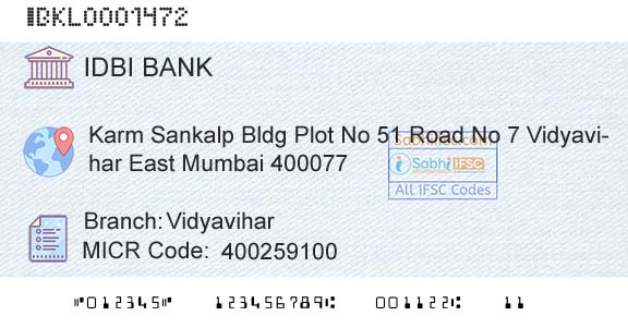 Idbi Bank VidyaviharBranch 