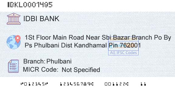 Idbi Bank PhulbaniBranch 