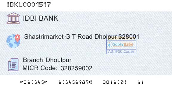 Idbi Bank DhoulpurBranch 