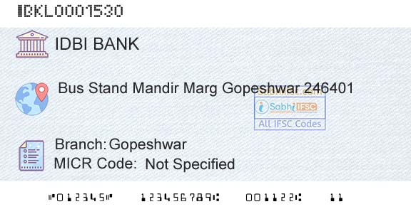 Idbi Bank GopeshwarBranch 