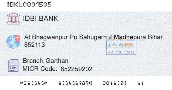 Idbi Bank GarthanBranch 