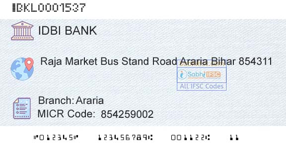 Idbi Bank ArariaBranch 