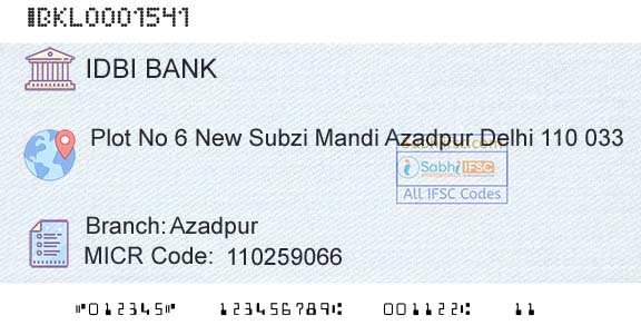 Idbi Bank AzadpurBranch 