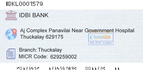 Idbi Bank ThuckalayBranch 