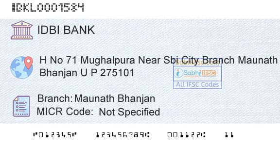Idbi Bank Maunath BhanjanBranch 