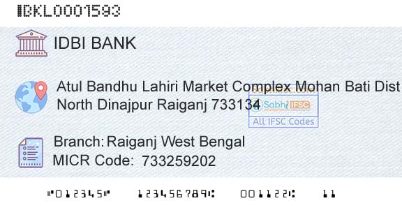 Idbi Bank Raiganj West BengalBranch 