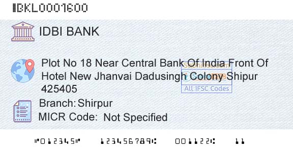 Idbi Bank ShirpurBranch 