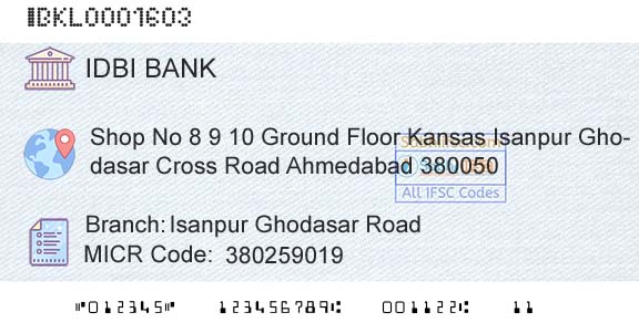 Idbi Bank Isanpur Ghodasar RoadBranch 