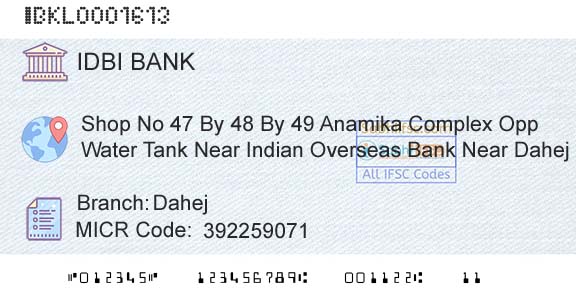 Idbi Bank DahejBranch 