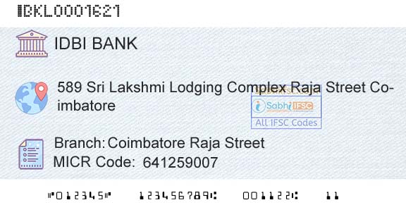 Idbi Bank Coimbatore Raja StreetBranch 