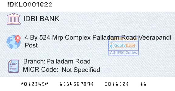 Idbi Bank Palladam RoadBranch 