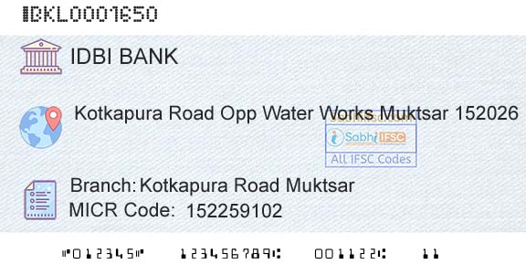 Idbi Bank Kotkapura Road MuktsarBranch 