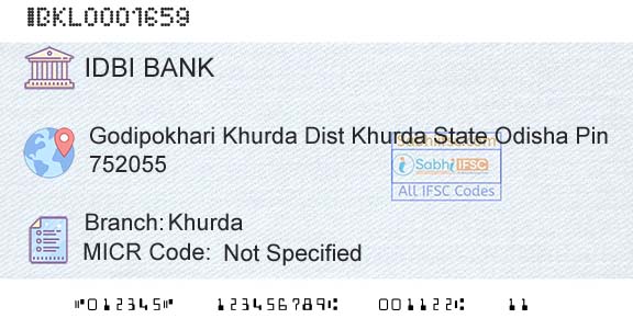 Idbi Bank KhurdaBranch 
