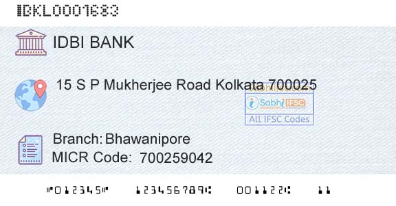 Idbi Bank BhawaniporeBranch 