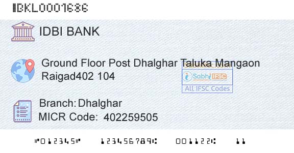 Idbi Bank DhalgharBranch 