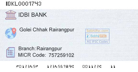 Idbi Bank RairangpurBranch 
