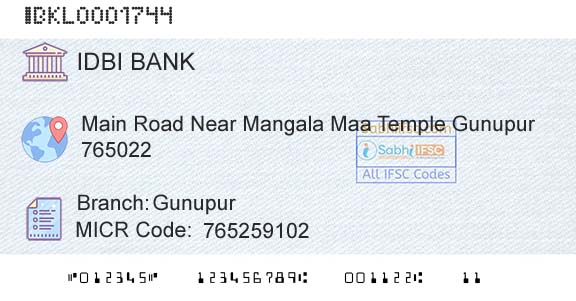 Idbi Bank GunupurBranch 