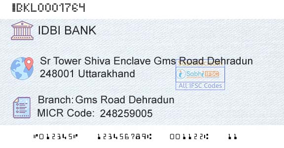 Idbi Bank Gms Road DehradunBranch 