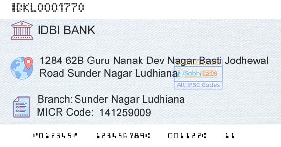 Idbi Bank Sunder Nagar LudhianaBranch 