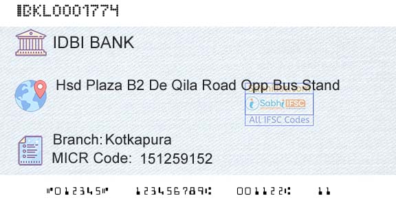 Idbi Bank KotkapuraBranch 