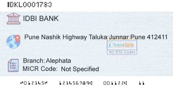Idbi Bank AlephataBranch 