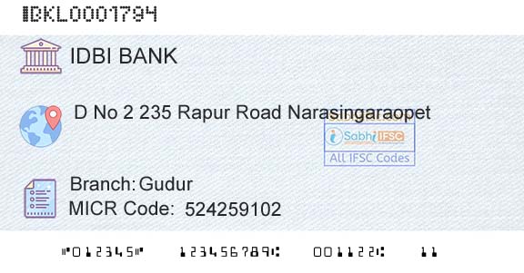 Idbi Bank GudurBranch 
