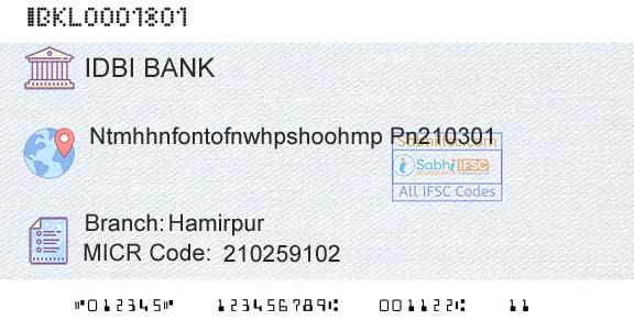 Idbi Bank HamirpurBranch 