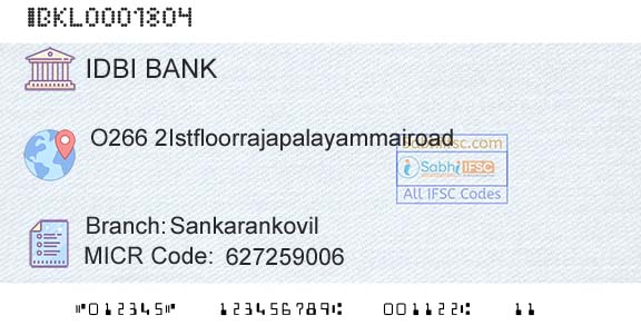Idbi Bank SankarankovilBranch 