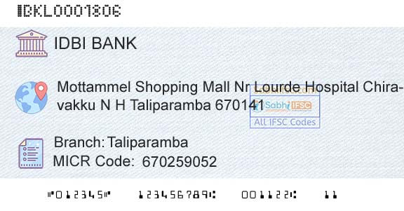 Idbi Bank TaliparambaBranch 