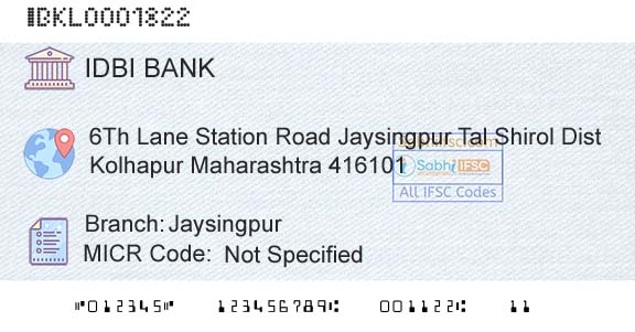 Idbi Bank JaysingpurBranch 