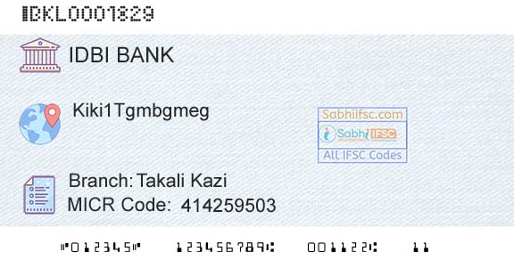 Idbi Bank Takali KaziBranch 